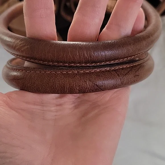 Cole Haan Dillan Ruched Cognac Brown Studded Satchel Bag Y2K Messy Fabulous - Picture 16 of 16